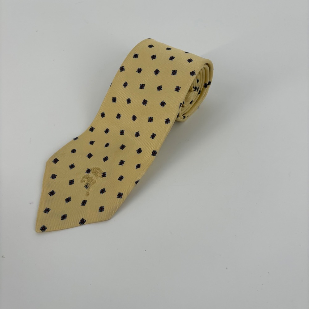 Countess Mara Silk Tie 56x3.75 Mens OS Yellow Geometric Diamond Embroidered Logo